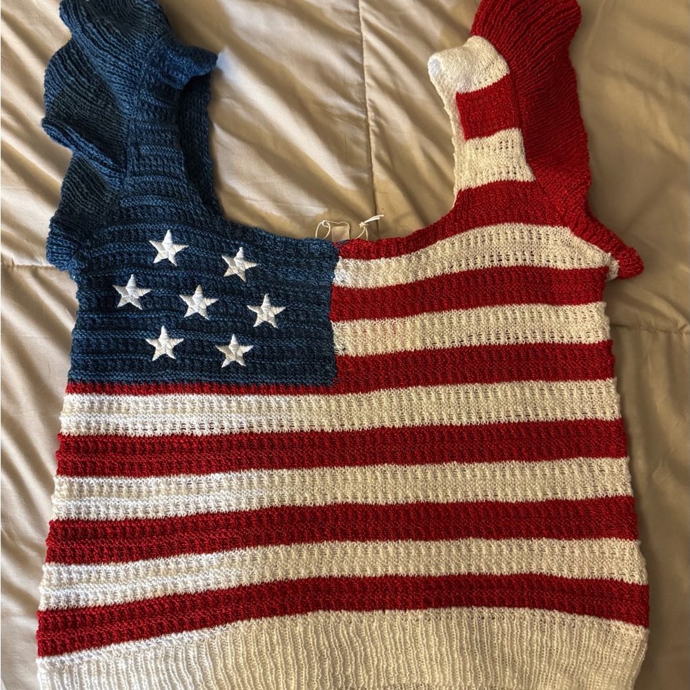 Patriotic Knit Sweater - Red, White, and Blue